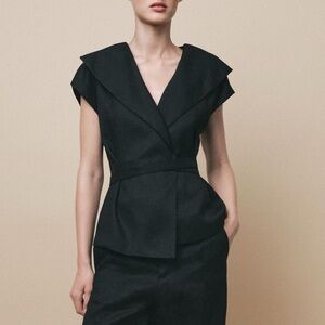 Zara NEW ZW Collection Linen Blend Waistcoat Vest Wrap Top